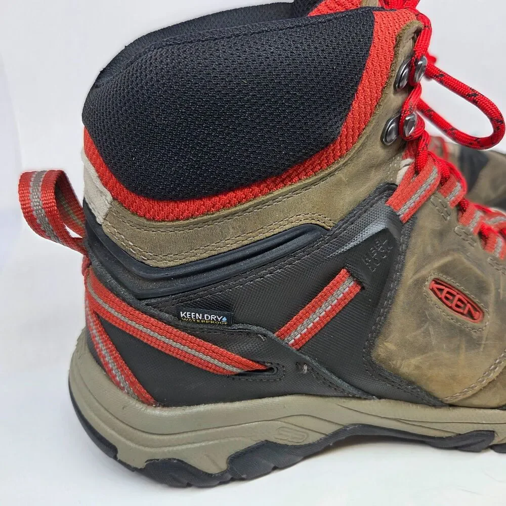 KEEN Ridge Flex Mid Waterproof Hiking Boots Dark Olive  Mens Size 14 Wide